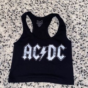 Black AC/DC crop tank top Size S